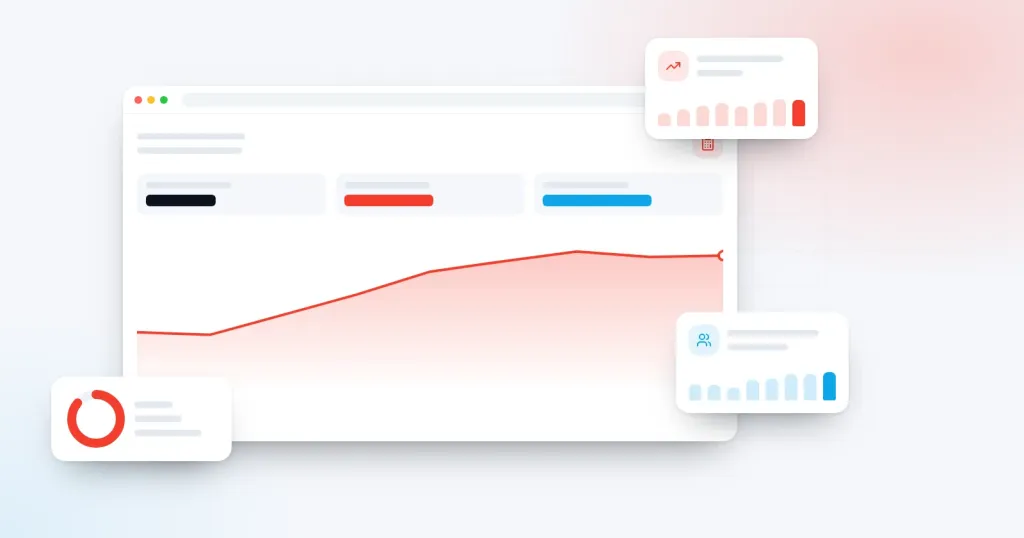 Illustration for “How to Plan a Digital Marketing Budget for a Small Business”: an analytics dashboard with a rising line chart and KPI cards