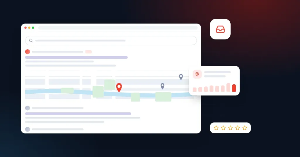 Illustration for “How to Get More Qualified Leads From Google”: a search results page with a local map pack and review stars
