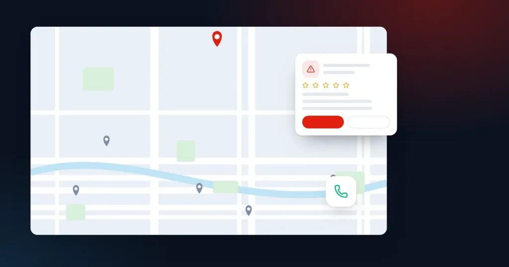 Illustration for “Local SEO Mistakes Tricity Businesses Should Avoid”: a city map with location pins and a business profile card