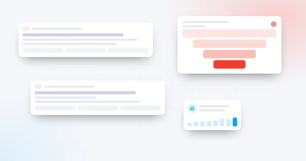 Illustration for “Digital Marketing for Real Estate Projects in Mohali”: search ad cards and a conversion funnel