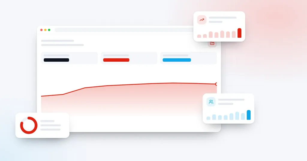 Illustration for “SEO for Manufacturing Companies in Mohali”: an analytics dashboard with a rising line chart and KPI cards