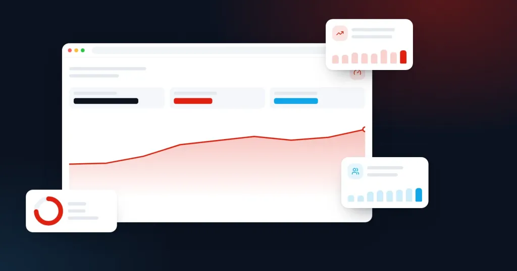 Illustration for “Technical SEO Checklist for Business Websites”: an analytics dashboard with a rising line chart and KPI cards